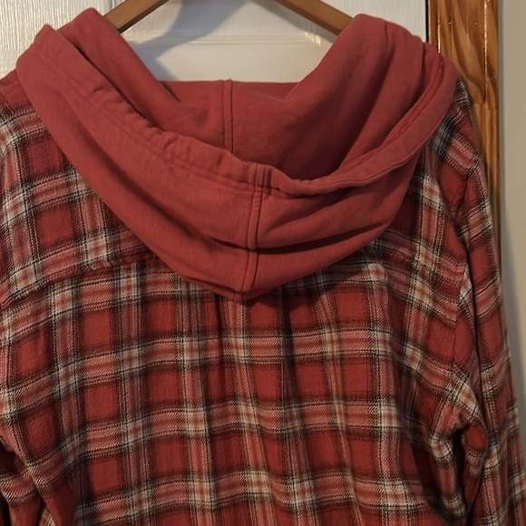 American Eagle flannel shirt with hood size large - Picture 3 of 5